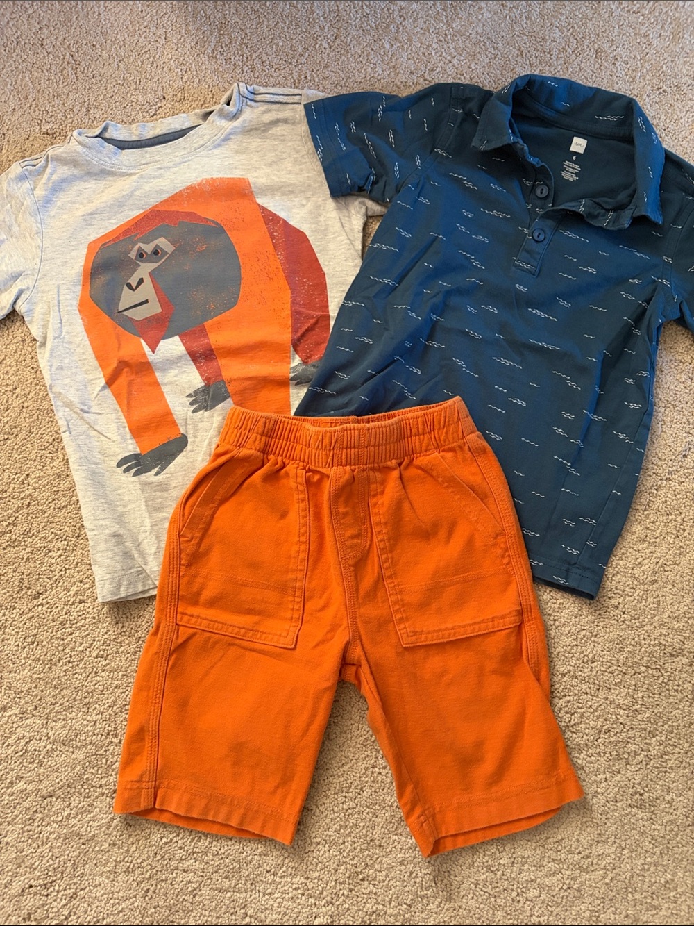 Tea Collection Orange Pull-On Utility Shorts with Pocket Detail